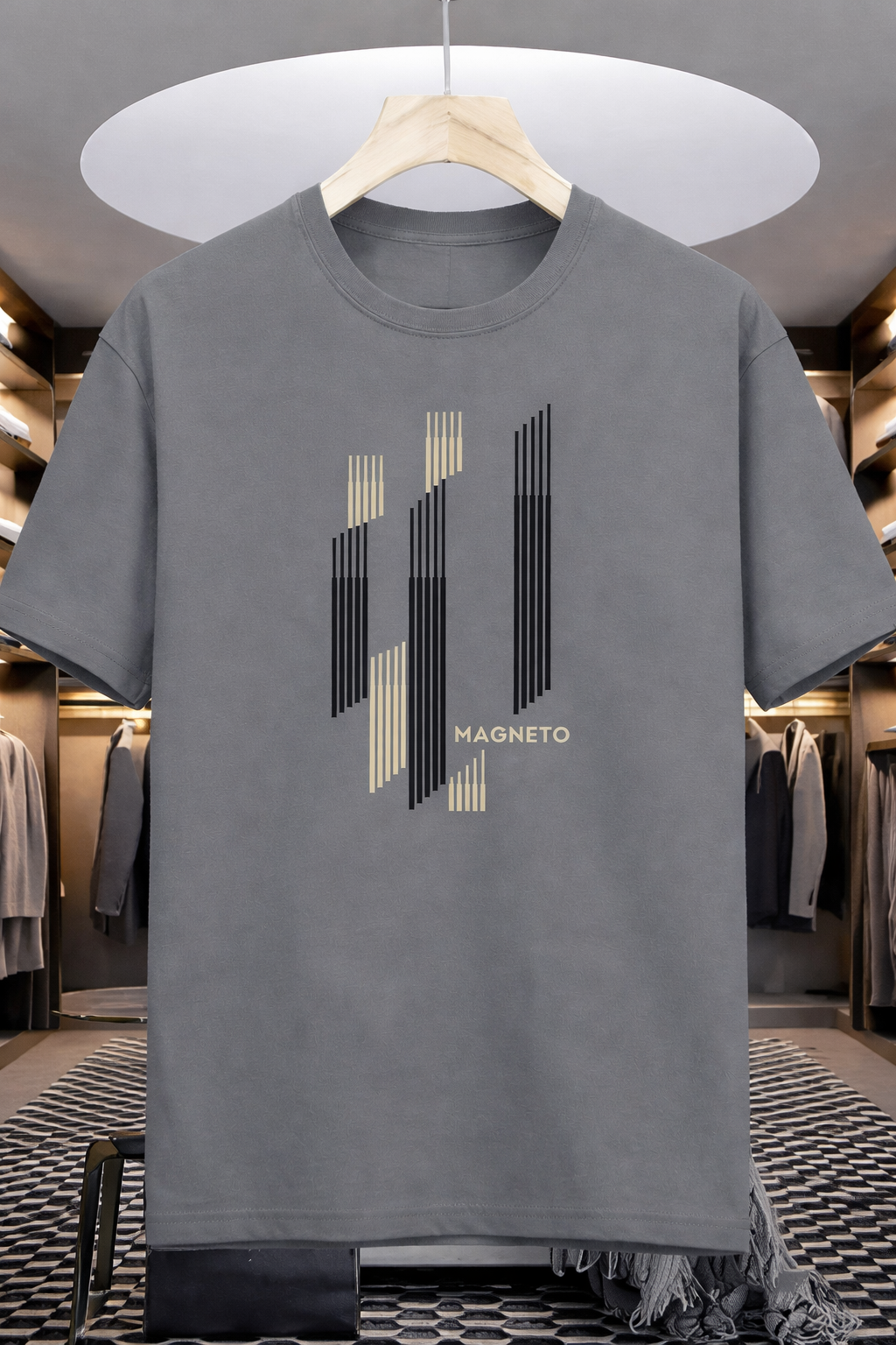 Magneto Premium Oversized Grey T-Shirt – Minimalist Graphic Design